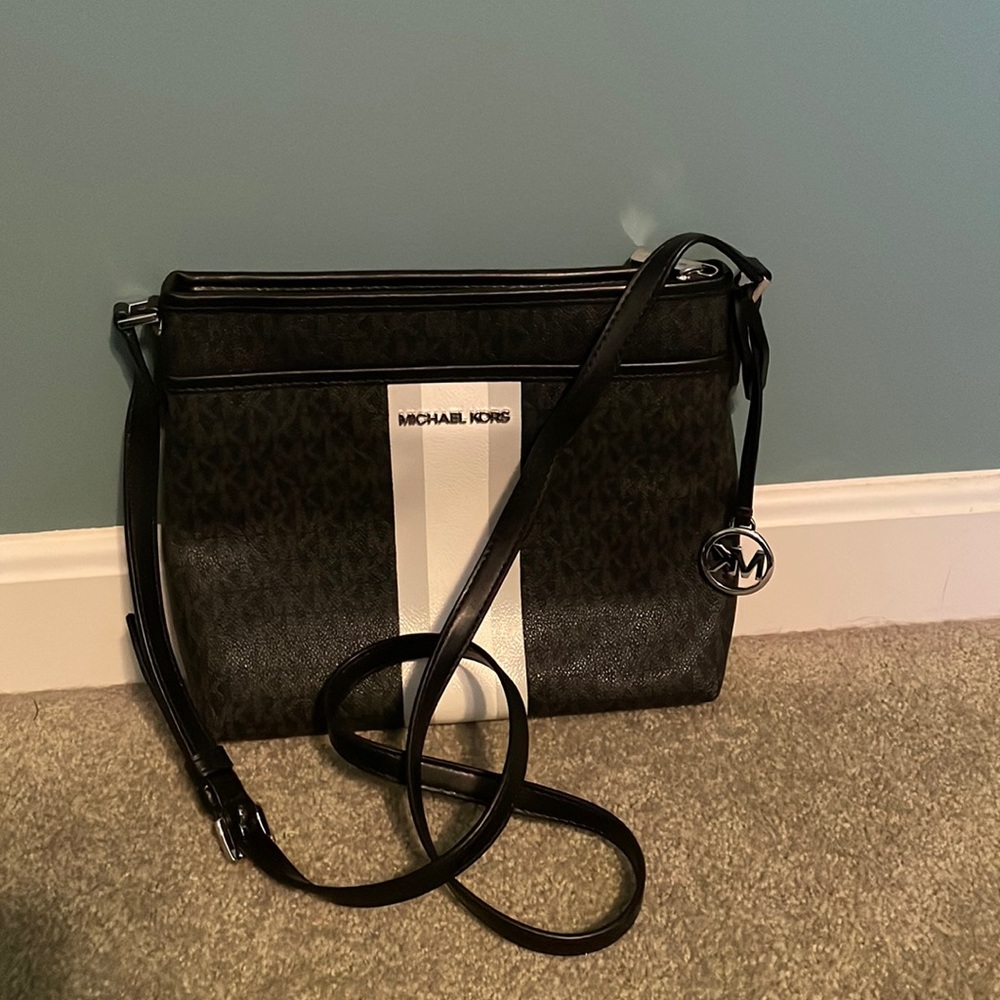 Michael Kors Bedford Small Logo Stripe Crossbody Bag